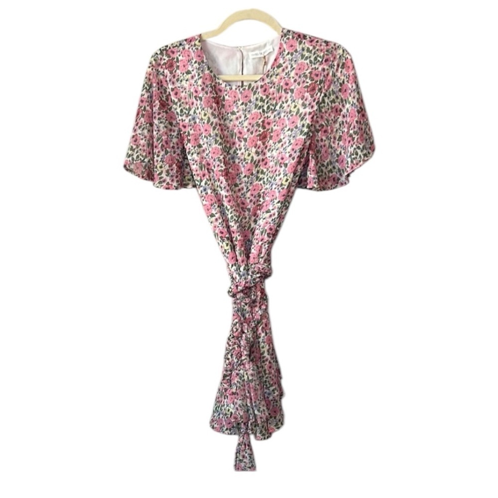 Free The Roses Floral Pink Braided Rope Belt Mini Dress